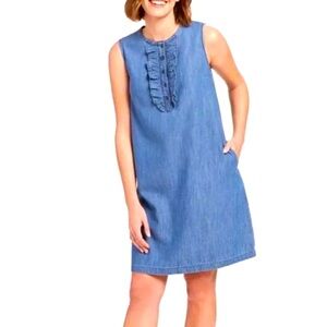 Ruffle Shift Dress in Blue Size Extra Small